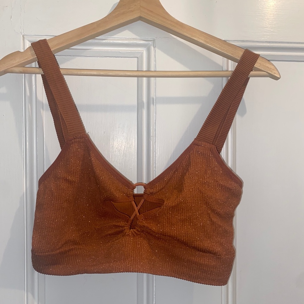 sparkly orange crop top bra